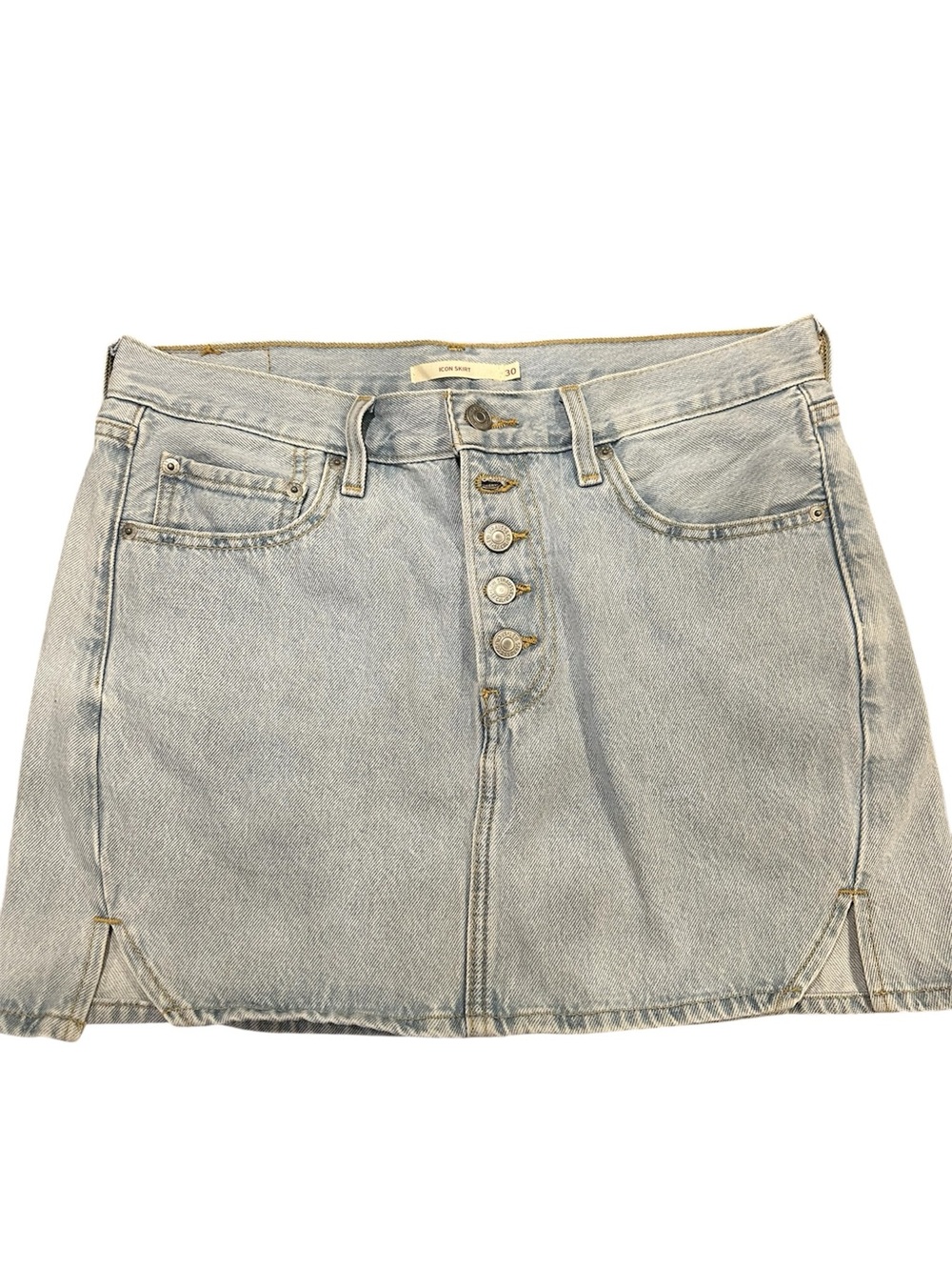 Levi's Twisted Icon Light Blue Button-Front Denim Mini Skirt Size 30 NWOT - Picture 4 of 9